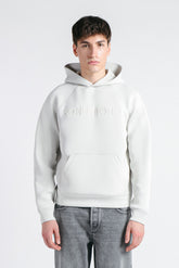 FELPA CON LOGO CAPPUCCIO E MARSUPIO GRIGIO GHIACCIO